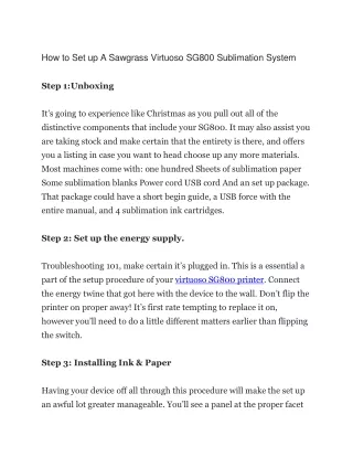 how to set up a sawgrass virtuoso sg800