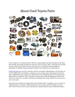 About Used Toyota Parts