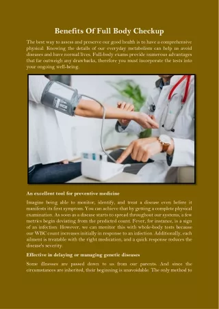 benefits of full body checkup