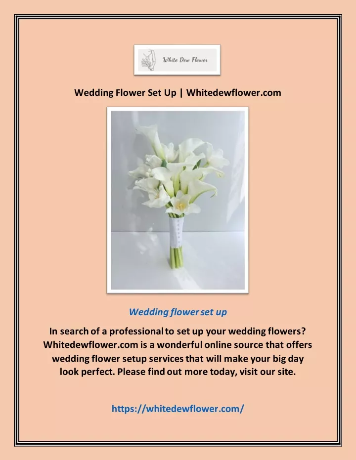 wedding flower set up whitedewflower com
