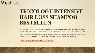 Tricology Intensive Hair Loss Shampoo bestellen | Me-shop.be