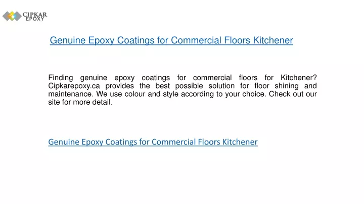 genuine epoxy coatings for commercial floors kitchener