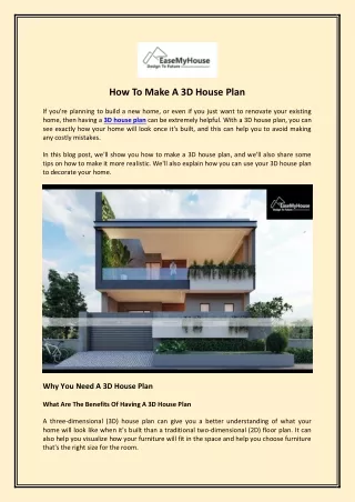 How To Make A 3D House Plan