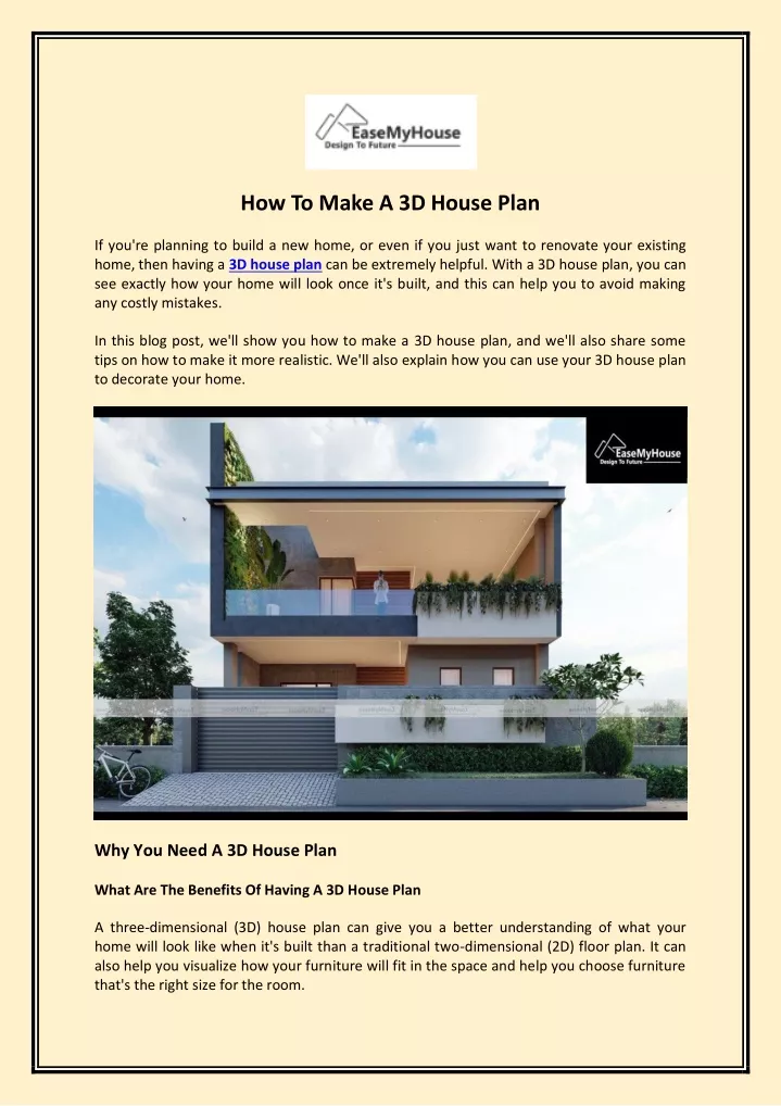 how to make a 3d house plan