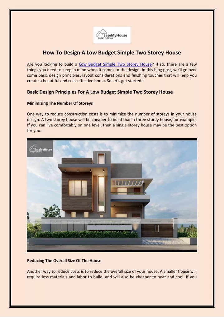 how to design a low budget simple two storey house