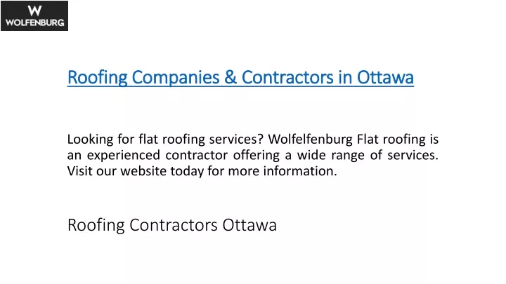 roofing companies contractors in ottawa