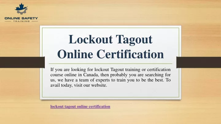 lockout tagout online certification