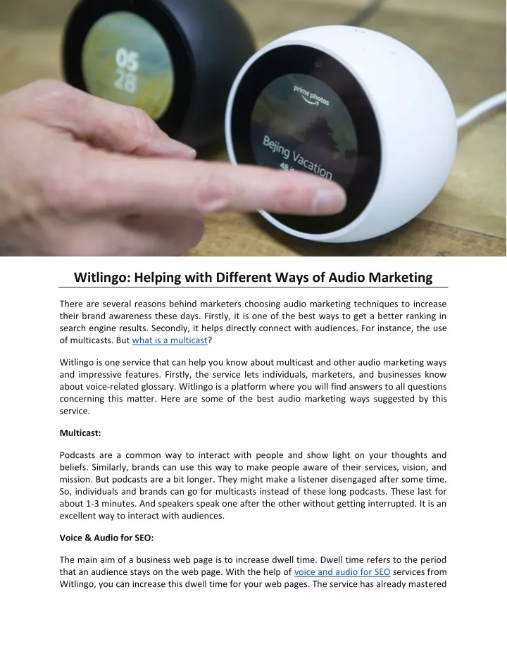 witlingo helping with different ways of audio