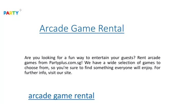 arcade game rental