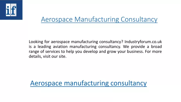 aerospace manufacturing consultancy