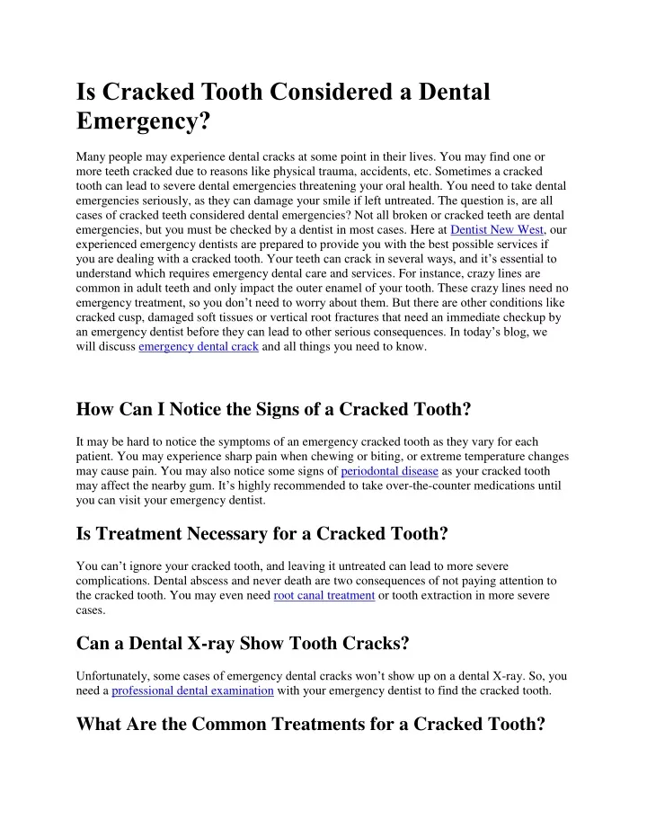 is cracked tooth considered a dental emergency