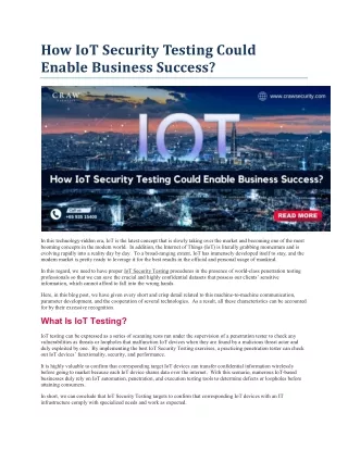 how iot security testing could enable business