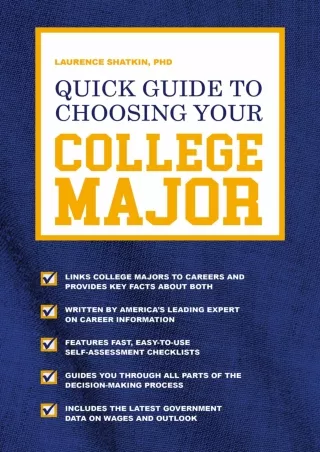 eBOOK  Quick Guide to Choosing Your College Major