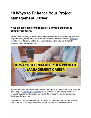 10 ways to enhance your project management career