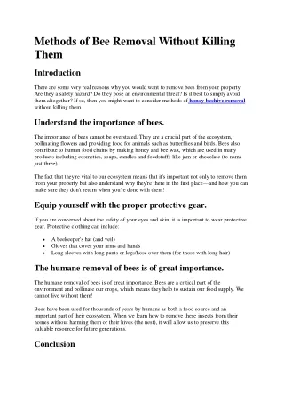 Methods of Bee Removal Without Killing Them