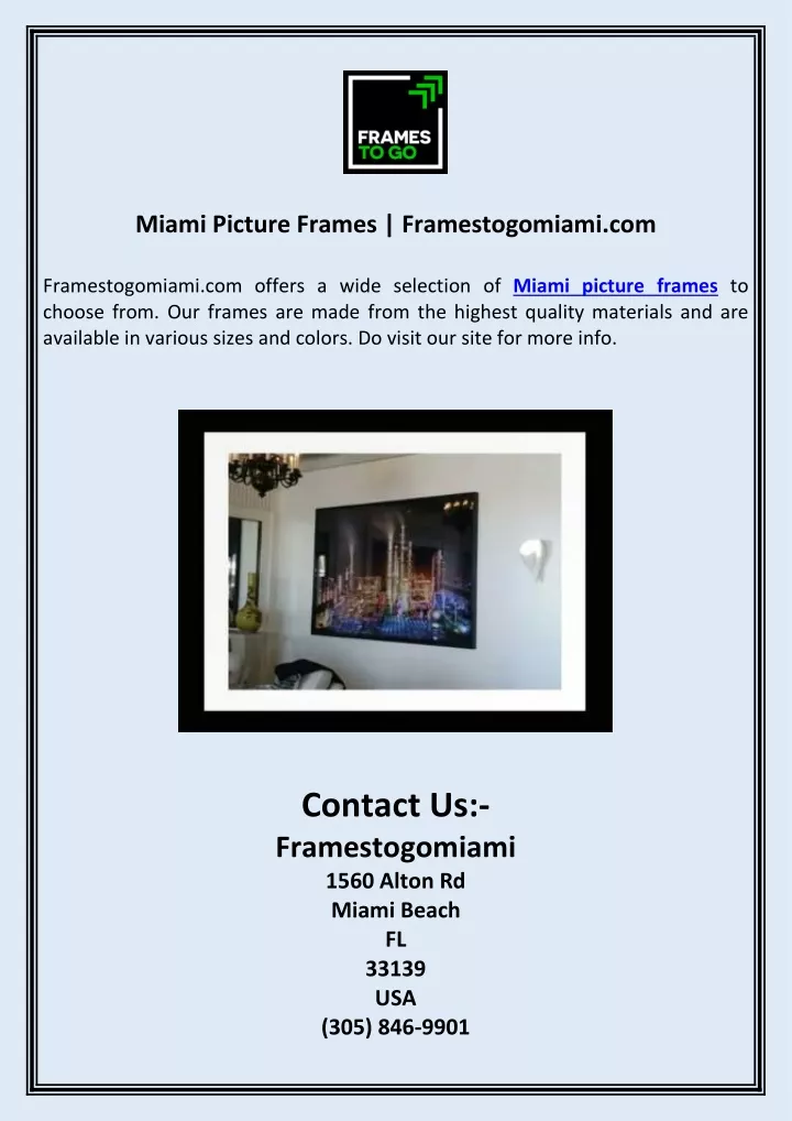 miami picture frames framestogomiami com