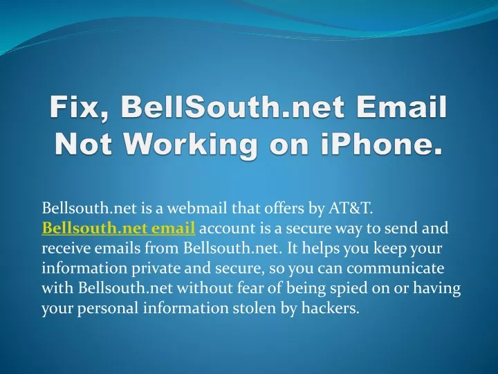 fix bellsouth net email not working on iphone