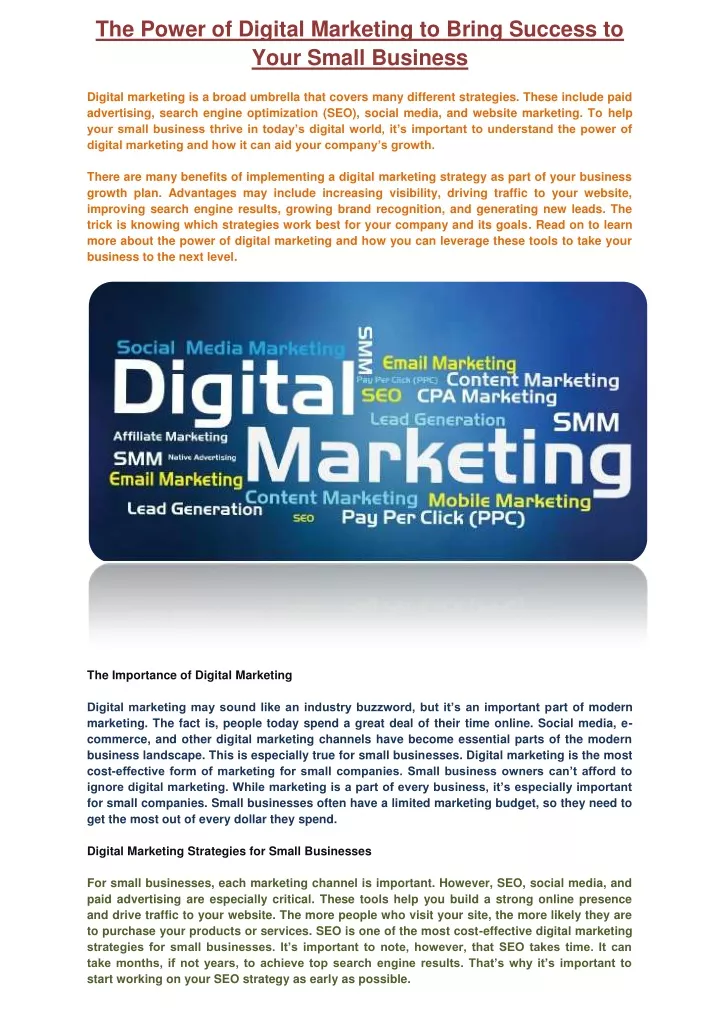 the power of digital marketing to bring success