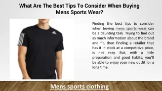 What Are The Best Tips To Consider When Buying Mens Sports Wear