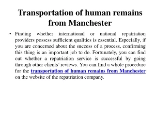 Transportation of human remains from Manchester