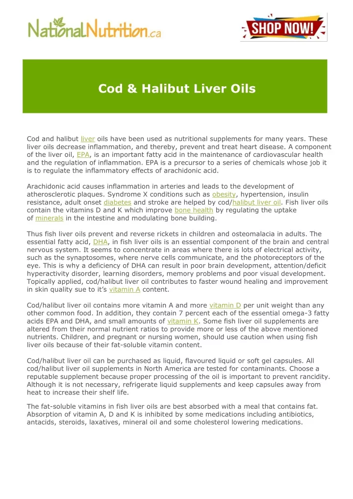 cod halibut liver oils