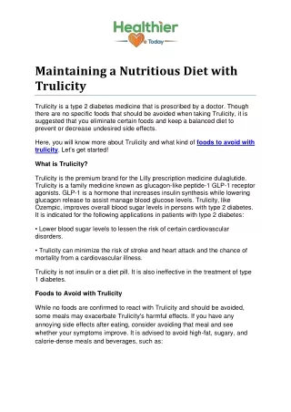 maintaining a nutritious diet with trulicity