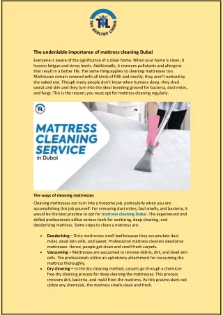 The undeniable importance of mattress cleaning Dubai