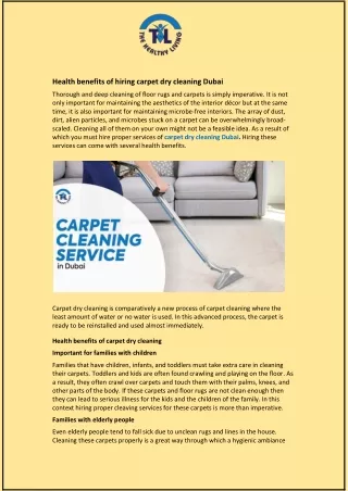 Health benefits of hiring carpet dry cleaning Dubai