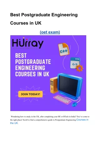 Best Postgraduate Engineering Courses in UK