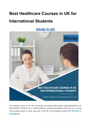 Best Healthcare Courses in UK for International Students