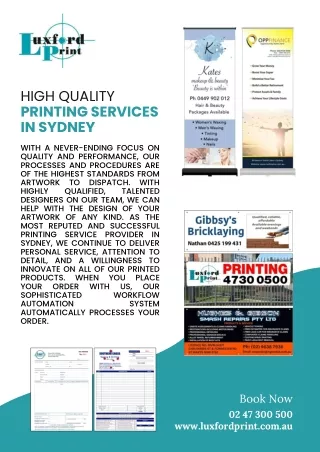 High Quality Printing services in Sydney