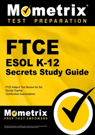 DOWNLOA T  FTCE ESOL K 12 Secrets Study Guide FTCE Subject Test Review for