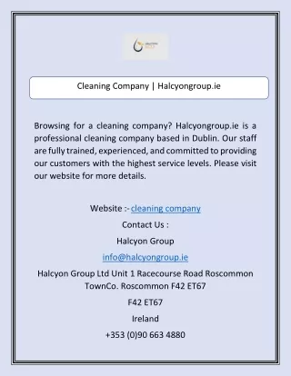 Cleaning Company | Halcyongroup.ie