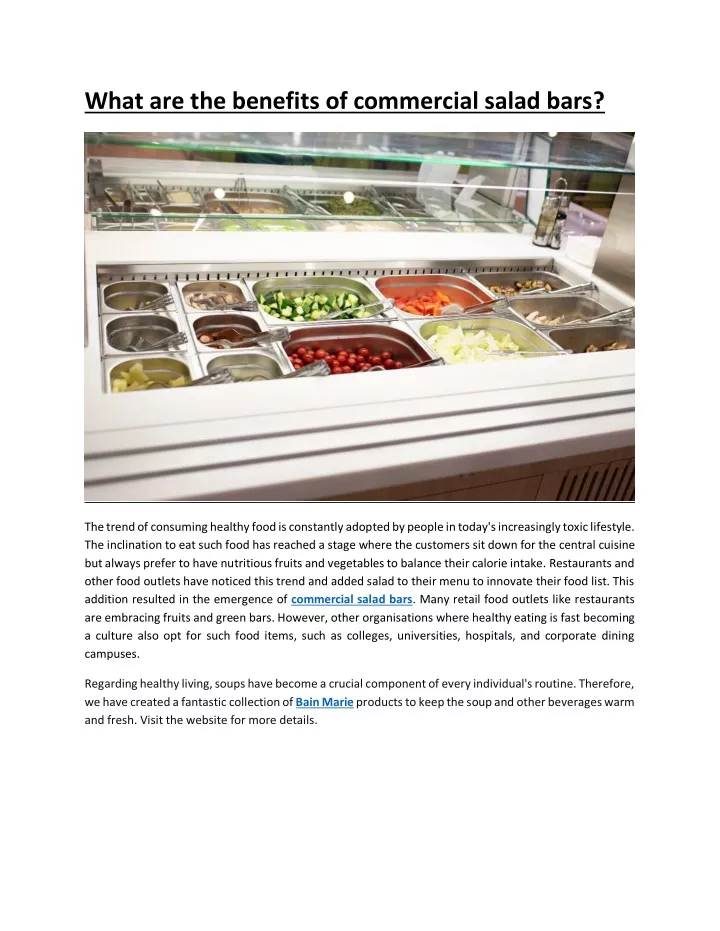 what are the benefits of commercial salad bars