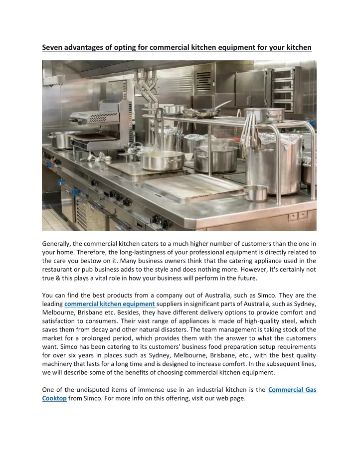 seven advantages of opting for commercial kitchen