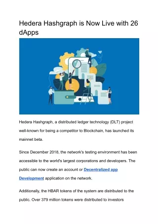Hedera Hashgraph is Now Live with 26 dApps