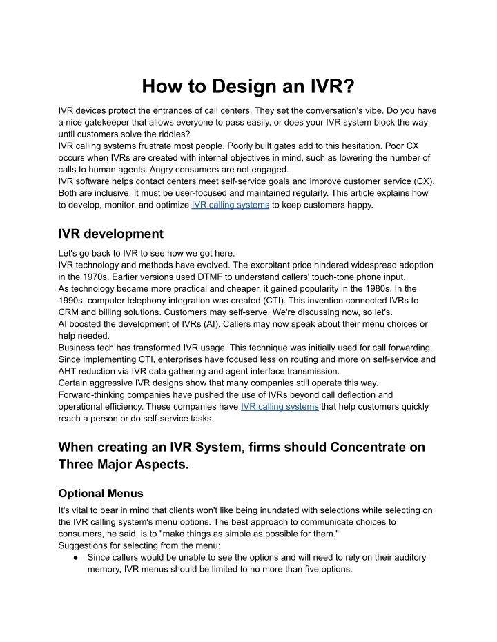 how to design an ivr