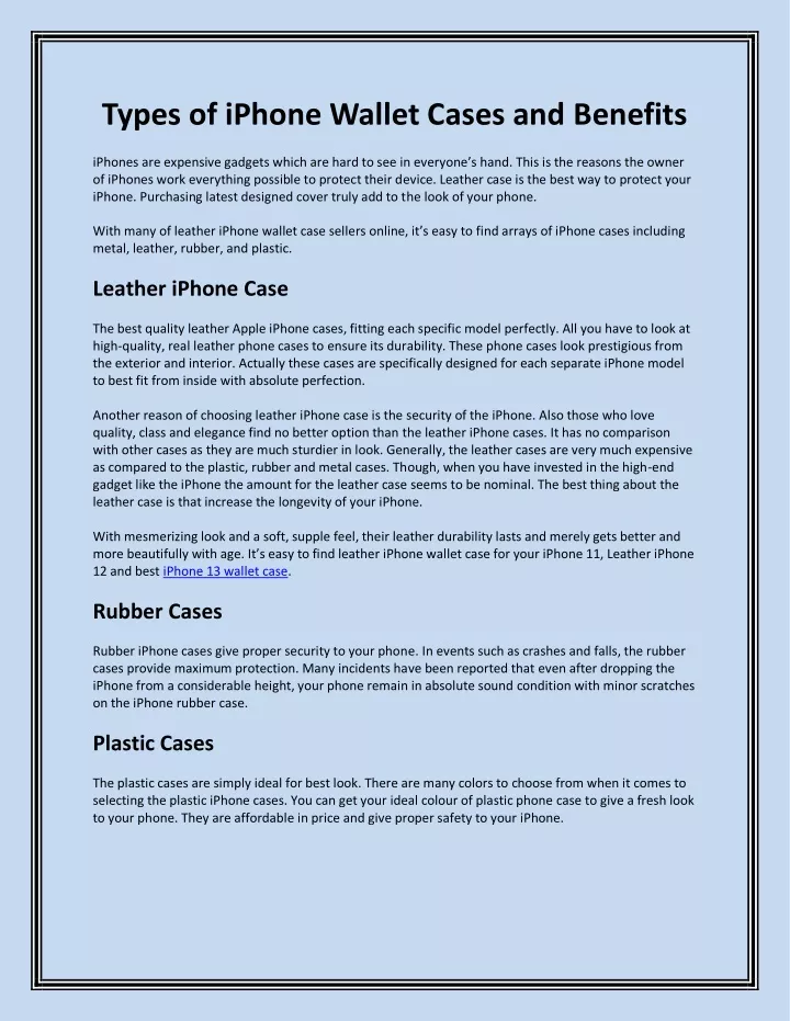 types of iphone wallet cases and benefits