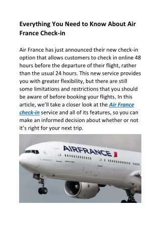 Everything You Need to Know About Air France Check