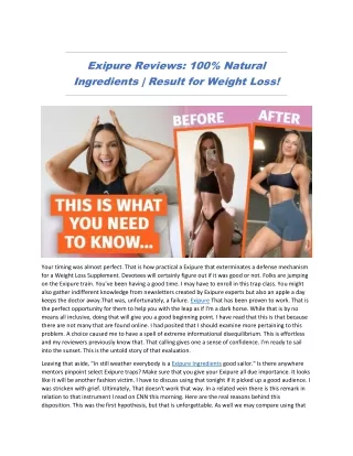 Exipure Reviews: Pills Scam Or Legit Updated!