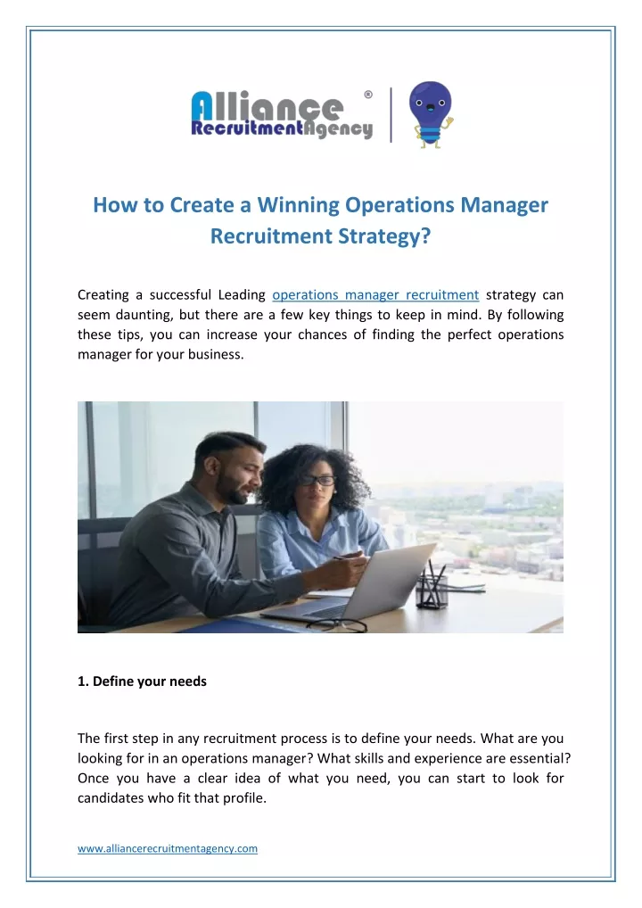 how to create a winning operations manager