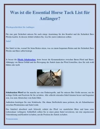 Was ist die Essential Horse Tack List für Anfänger?