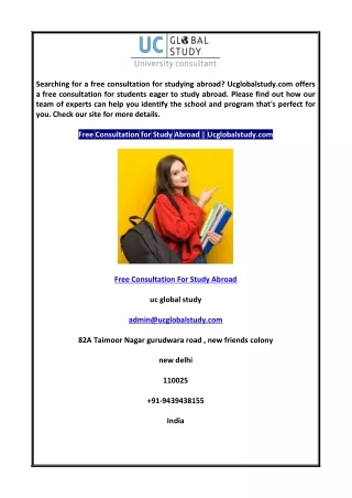 Free Consultation for Study Abroad  Ucglobalstudy.com