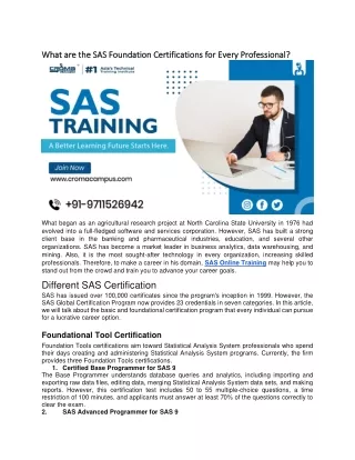 what are the sas foundation certifications
