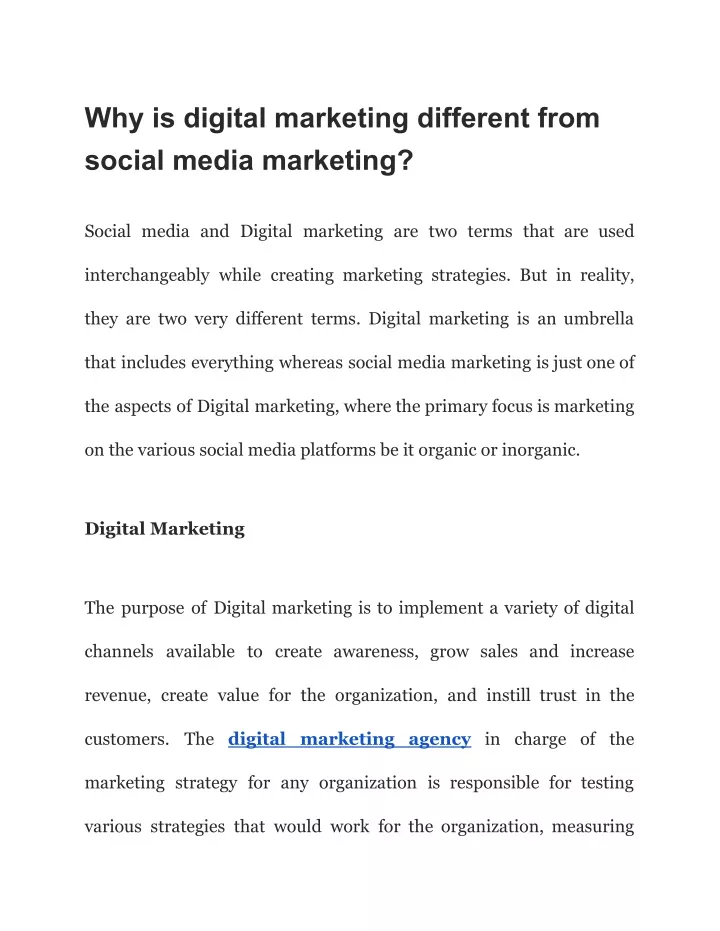 why is digital marketing different from social