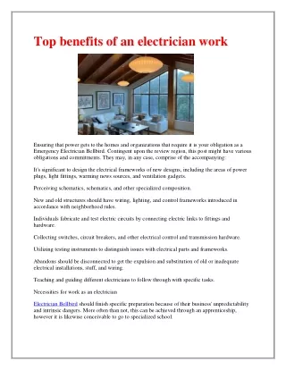 top benefits of an electrician work