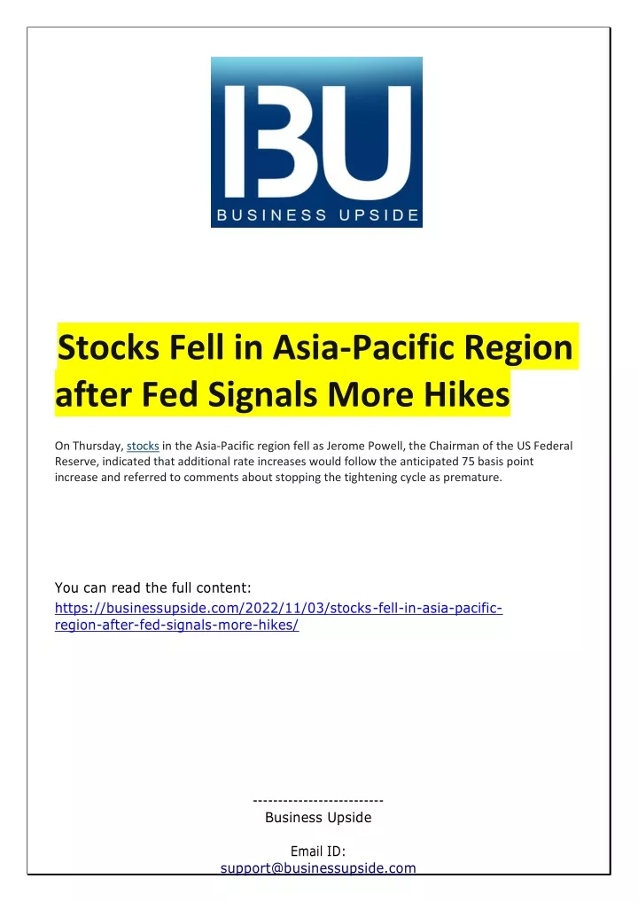 stocks fell in asia pacific region after