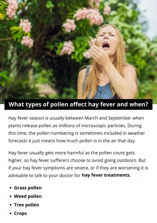what types of pollen affect hay fever and when