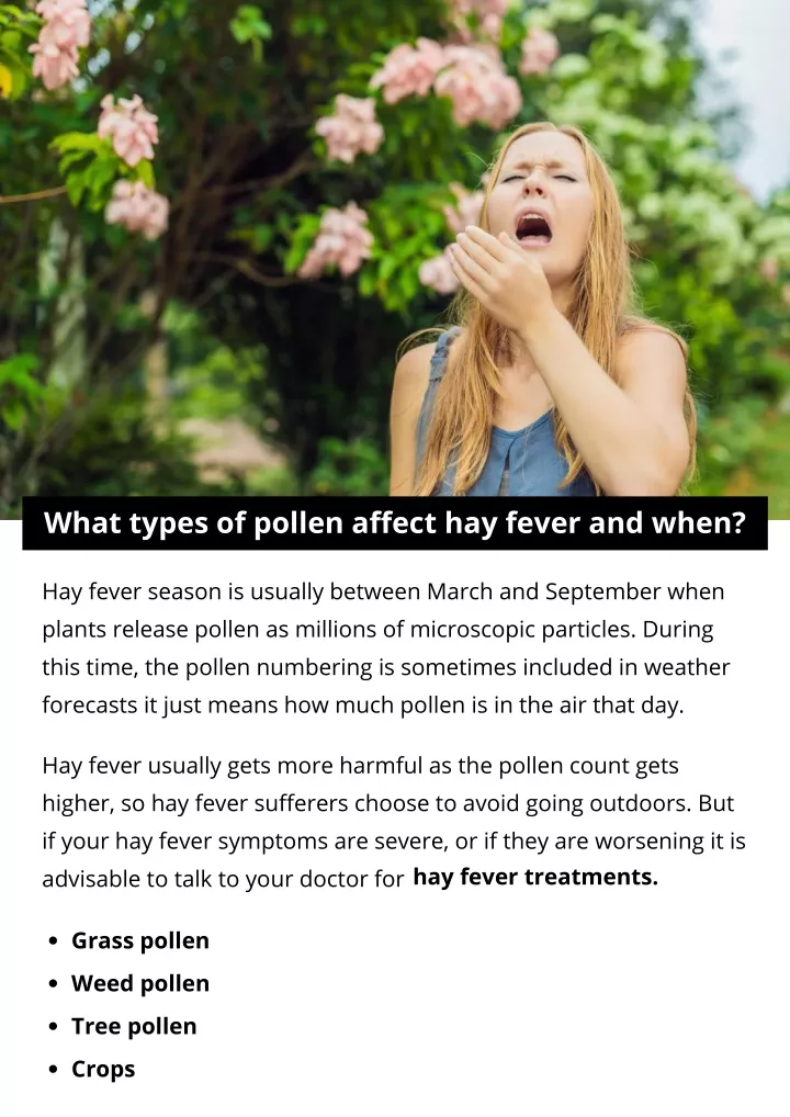 what types of pollen affect hay fever and when