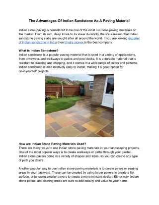The Advantages Of Indian Sandstone As A Paving Material
